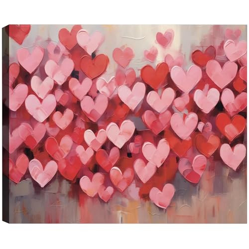 Cute Pink Heart Valentine’s Day Canvas Wall Art, Framed Wall Art Canvas with Romantic Pictures for Bedroom Wall, Ideal Valentine Day Artwork for Home Office Wall Decor, 16x24inch | Amazon (US)