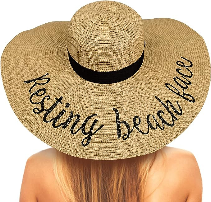 Foldable Beach Hats for Women, Embroidered Floppy Hats for Women Beach, Vocation, Cruise, Honeymo... | Amazon (US)