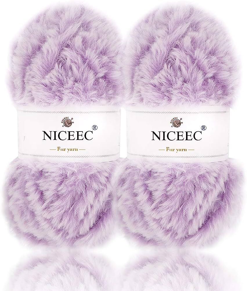 NICEEC 2 Skeins Super Soft Fur Yarn Chunky Fluffy Faux Fur Yarn Eyelash Yarn for Crochet Knit-Tot... | Amazon (US)