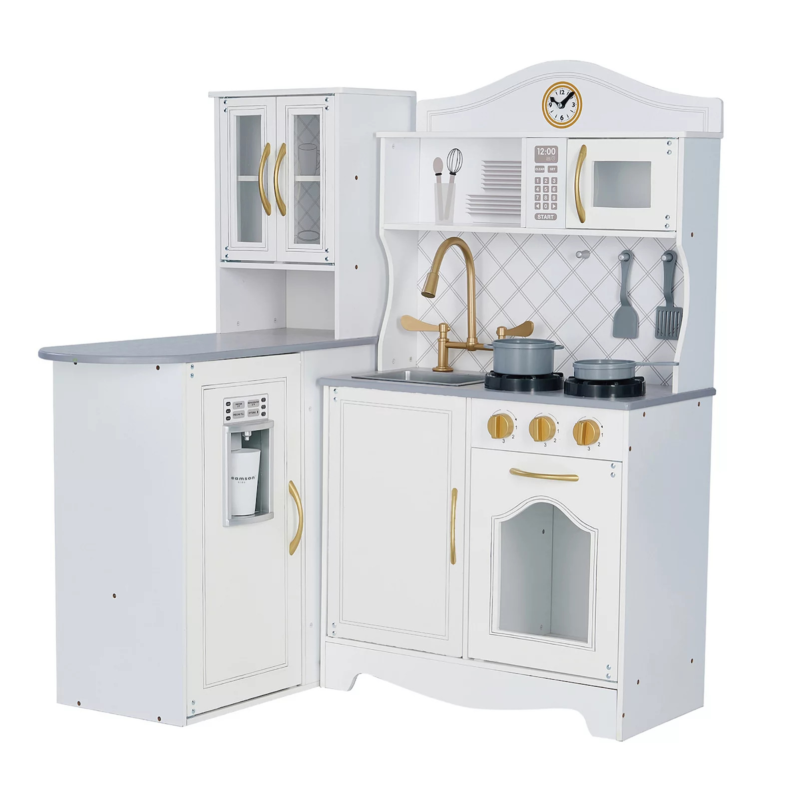 Teamson Kids Little Chef Upper East Retro Play Kitchen - White & Gold | Kohl's