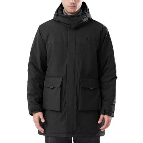 Men's Winter Ski Jacket Snow Coats Waterproof Detachable Hood Windproof Rain Jackets Black Medium | Amazon (US)