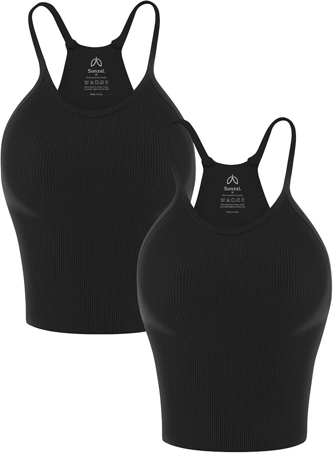 Sunzel Free to Be Tank, Crop Ribbed Tank Tops Seamless Racerback Camisoles No pad Camis Cropped W... | Amazon (US)