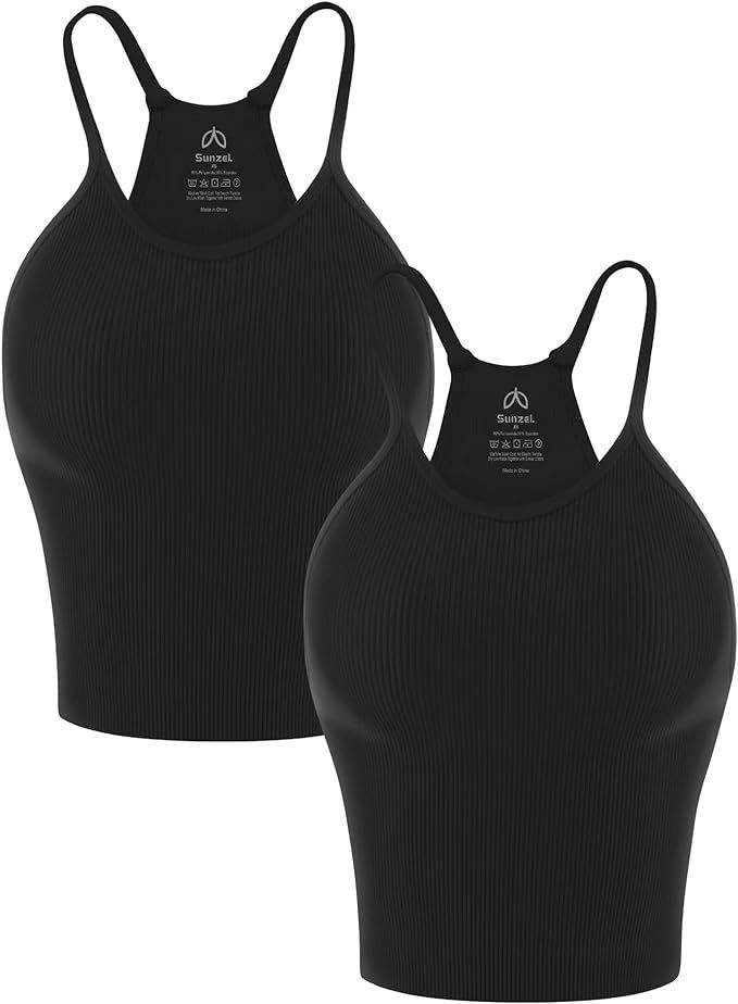Sunzel Free to Be Tank, Crop Ribbed Tank Tops Seamless Racerback Camisoles No pad Camis Cropped W... | Amazon (US)