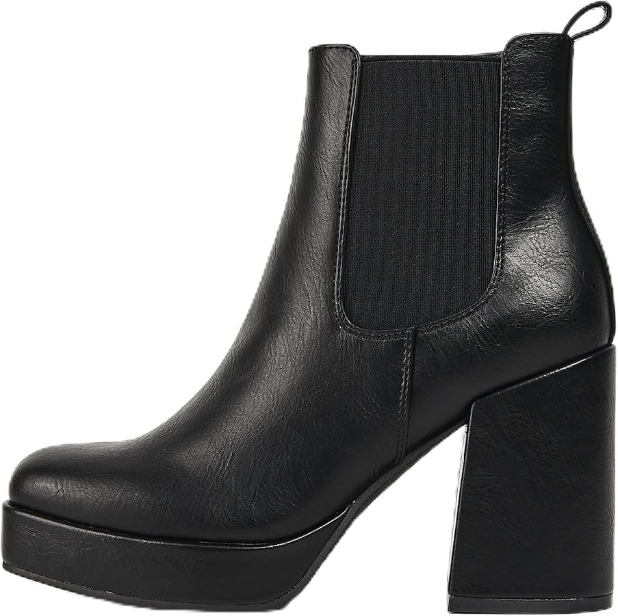 RAFY-02 Women's Chelsea Boots, Leather, Chunky Heel,Block Heel,Comfortable | Amazon (US)