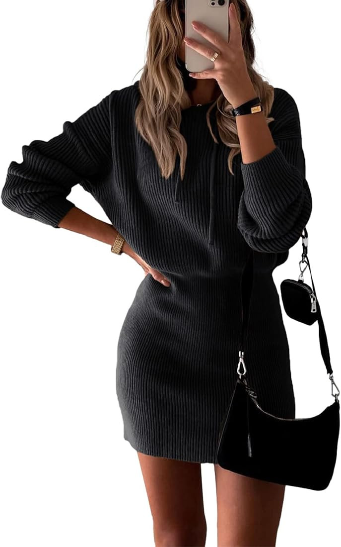 PRETTYGARDEN Women's Winter Rib Knit Pullover Sweater 2023 Fashion Fall Dresses Long Sleeve Hoode... | Amazon (US)