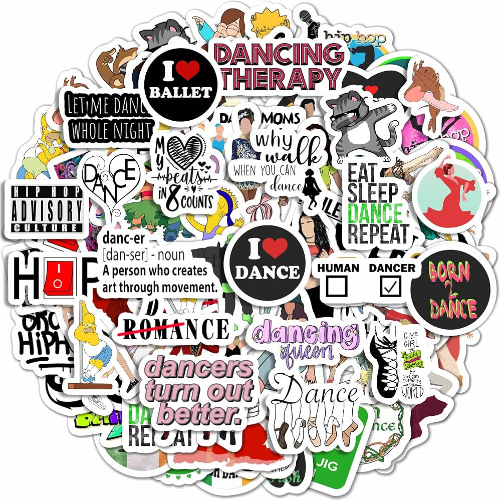 BulbaCraft 100Pcs Dance Stickers for Water Bottle, Dance Stickers for Scrapbooking, Gifts for Dan... | Amazon (US)