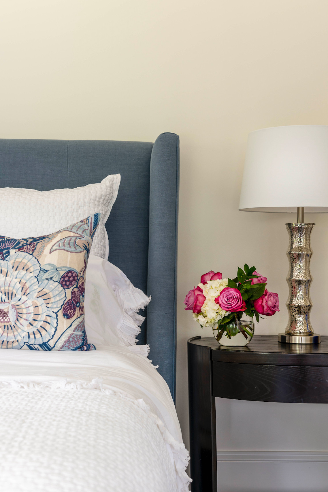 The bedroom details that make sleeping in on a Saturday morning that much sweeter 🤍 A patterned throw pillow, silver table lamp, and gorgeous vase of flowers elevate this master bedroom and make it a true oasis!  

 

#LTKHome #LTKSeasonal #LTKStyleTip