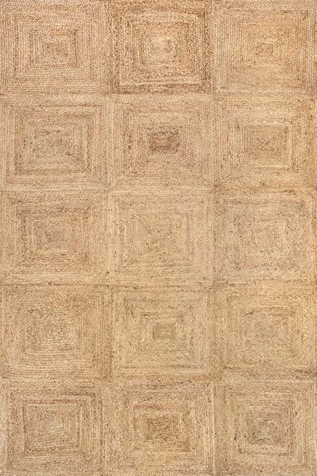 Natural Ruthy Jute Braided Tiled Area Rug | Rugs USA