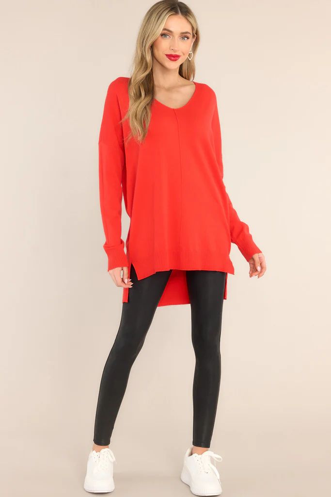 Wind Down Bright Red Sweater | Red Dress 
