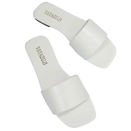 symoid Womens Slides on Clearance- Comfort Open Toe Summer Casual New White Ladies Sandals Size 6.5 | Walmart (US)
