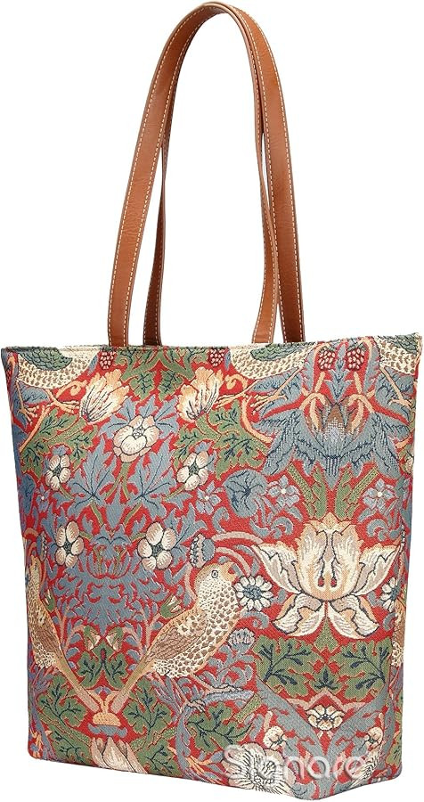 Signare Tapestry Shoulder Bag Tote Bag for Women with Red Flower and Bird William Morris Strawber... | Amazon (US)