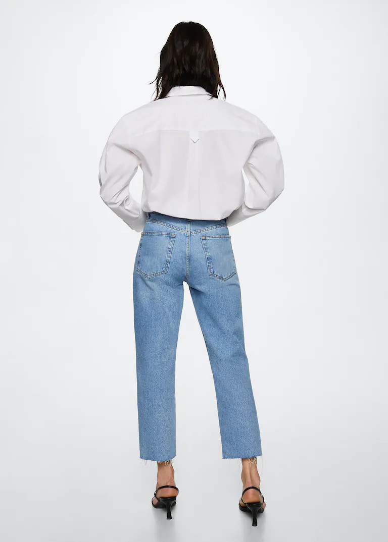 High-waist cropped straight jeans -  Women | Mango United Kingdom | MANGO (UK)