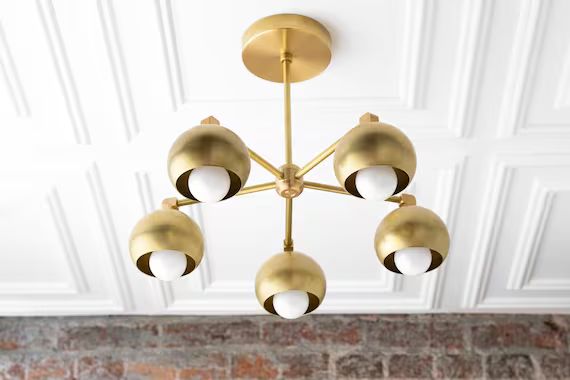 Modern Brass Fixture  Round Shade  Brass Ceiling Lights - Etsy | Etsy (US)