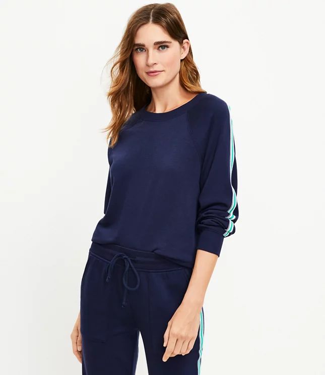 Lou & Grey Side Stripe Cozy Cotton Terry Sweatshirt | LOFT