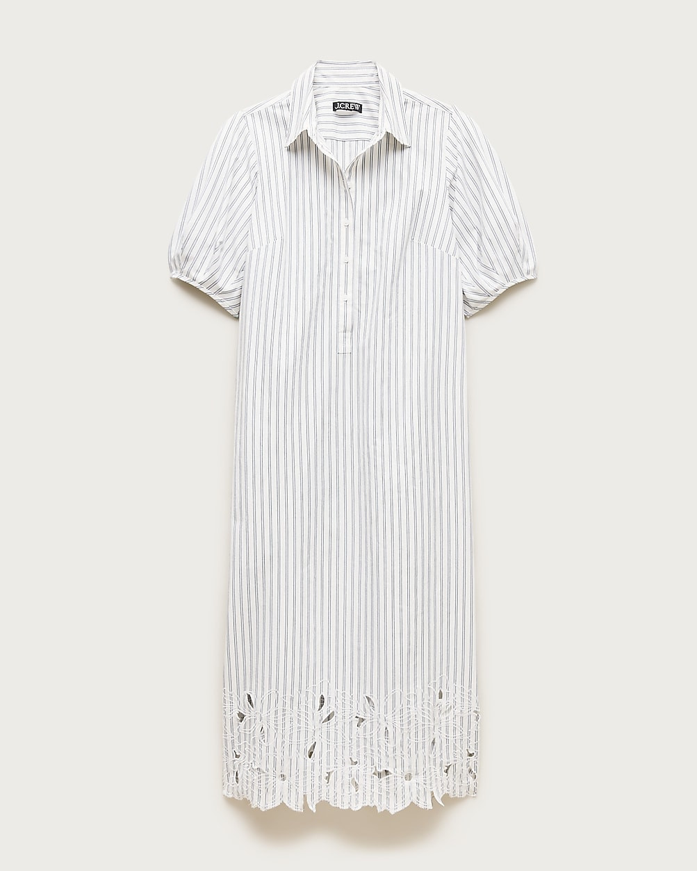 Embroidered shirt-dress in striped cotton poplin | J. Crew US