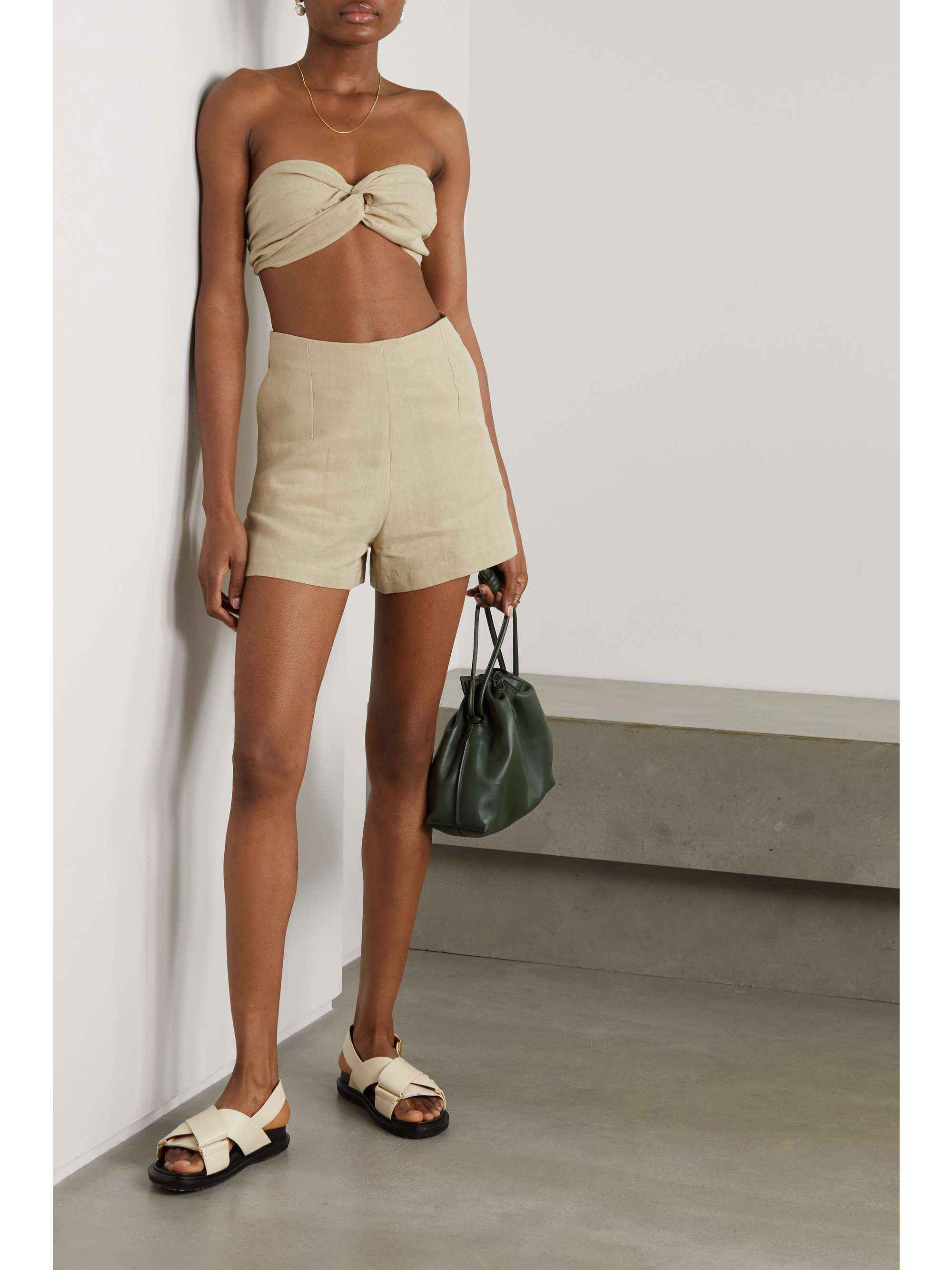 + NET SUSTAIN Maazi twist-front organic linen bra top | NET-A-PORTER (US)