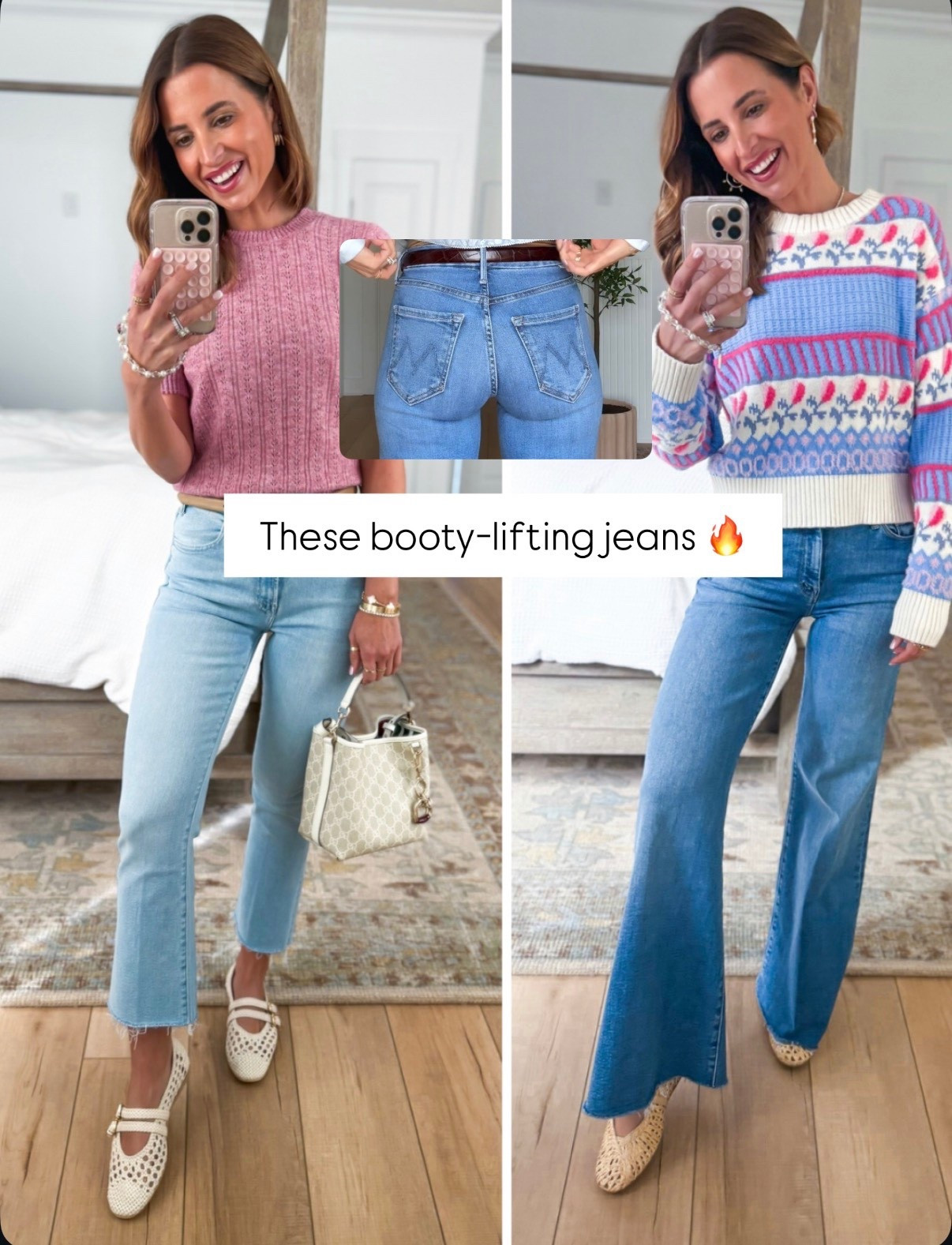New mother petite denim - linking regular length at the bottom. Wearing 24 in both. High rise and lifts the booty! Spring outfits. Winter outfit. Target sweater tops in XS and XXS. Ballet flats are TTS.

#LTKootd #LTKmomlife #LTKPetite