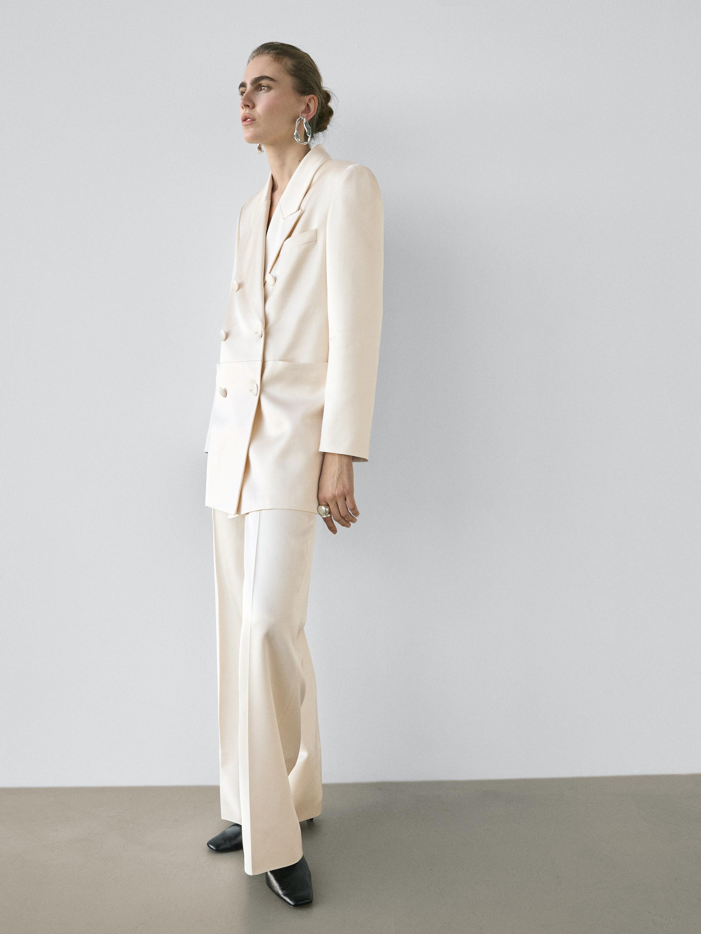 Satin wide-leg trousers - STUDIO | Massimo Dutti UK