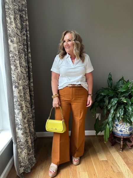 Johnny color tee. Wearing a large. Buy a couple colors on the buy one get 150% off sale at Talbots. I’ll link a few other tops that are great ads to your closet.

Pants are a stretch cotton lightweight perfect for spring summer. I’m wearing a size 12 regular.

Spring outfit JCREW Talbots 

#LTKsalealert #LTKover40 #LTKmidsize