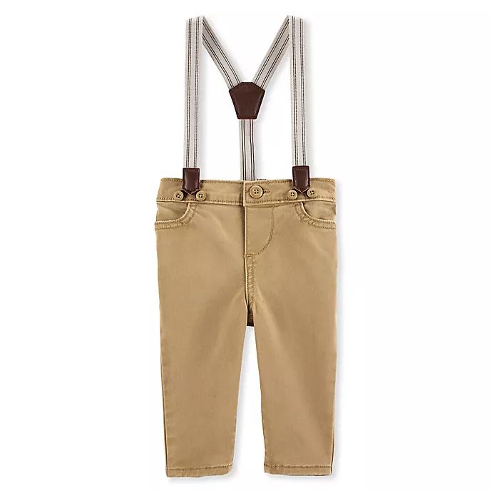 OshKosh B'gosh® Size 24M Khaki Suspender Pants in Brown | buybuy BABY