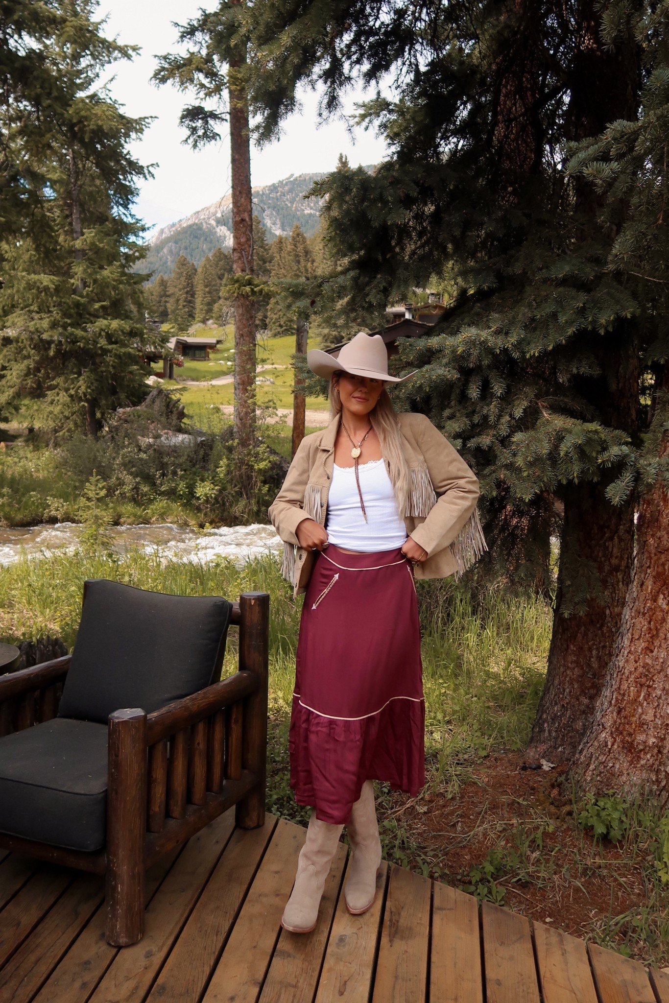 what i wore in montana 🫎 
i would size down in the skirt (wearing a 2, could do a 0) 
size xs in tank 
size down half size in boots 
jacket in a medium 
hat is from bootbarn (can’t link) 
bolo is from november maker

#LTKSaleAlert #LTKStyleTip #LTKSeasonal