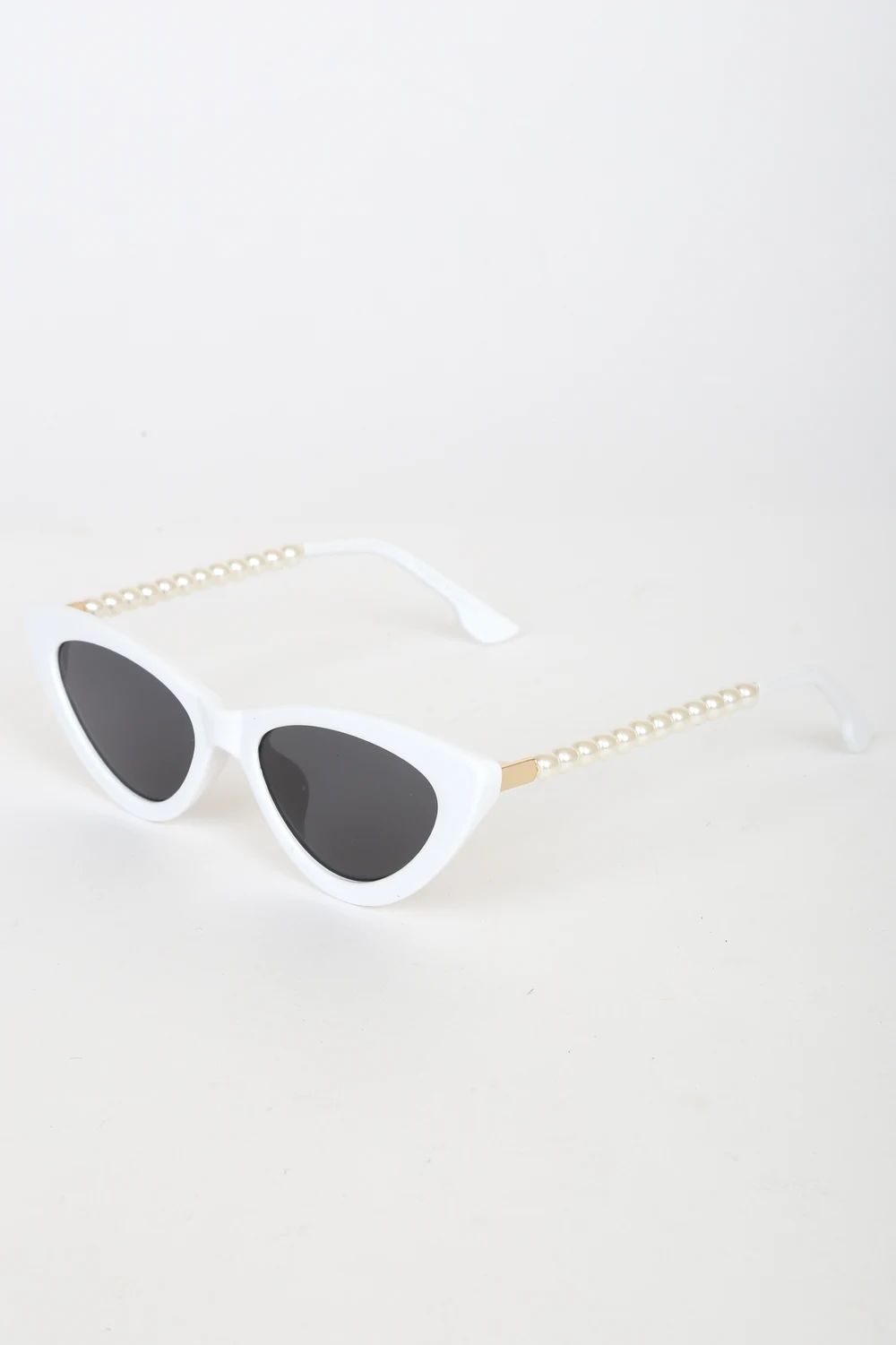 Pep Talk White Mini Cat-Eye Pearl Sunglasses | Lulus (US)