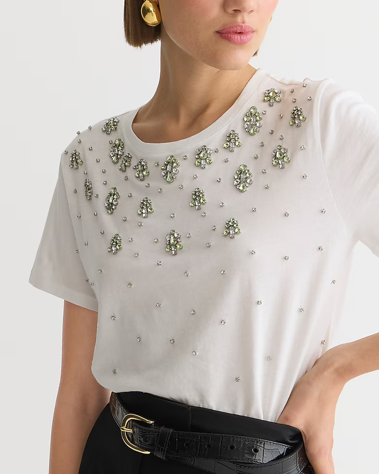 Jewel-embellished T-shirt | J. Crew US
