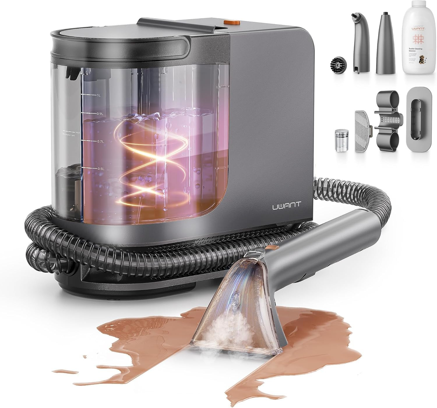 uwant Portable Carpet Cleaner with Steam& Hot Water 18Kpa Upholstery Cleaner Machine for Pets wit... | Amazon (US)