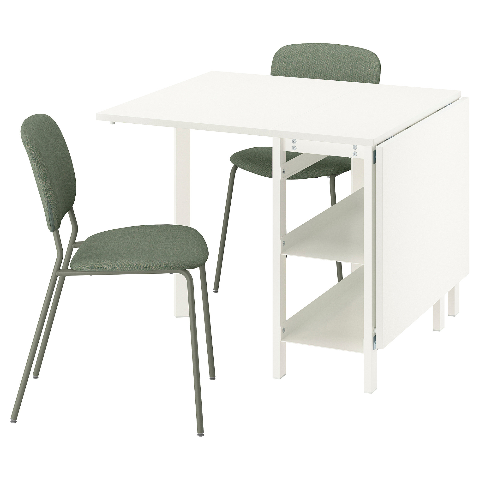 VIHALS / VIHALS Table and 2 chairs, gateleg table white/green Tibbleby gray-green, 15 3/8/37 3/8/... | IKEA US