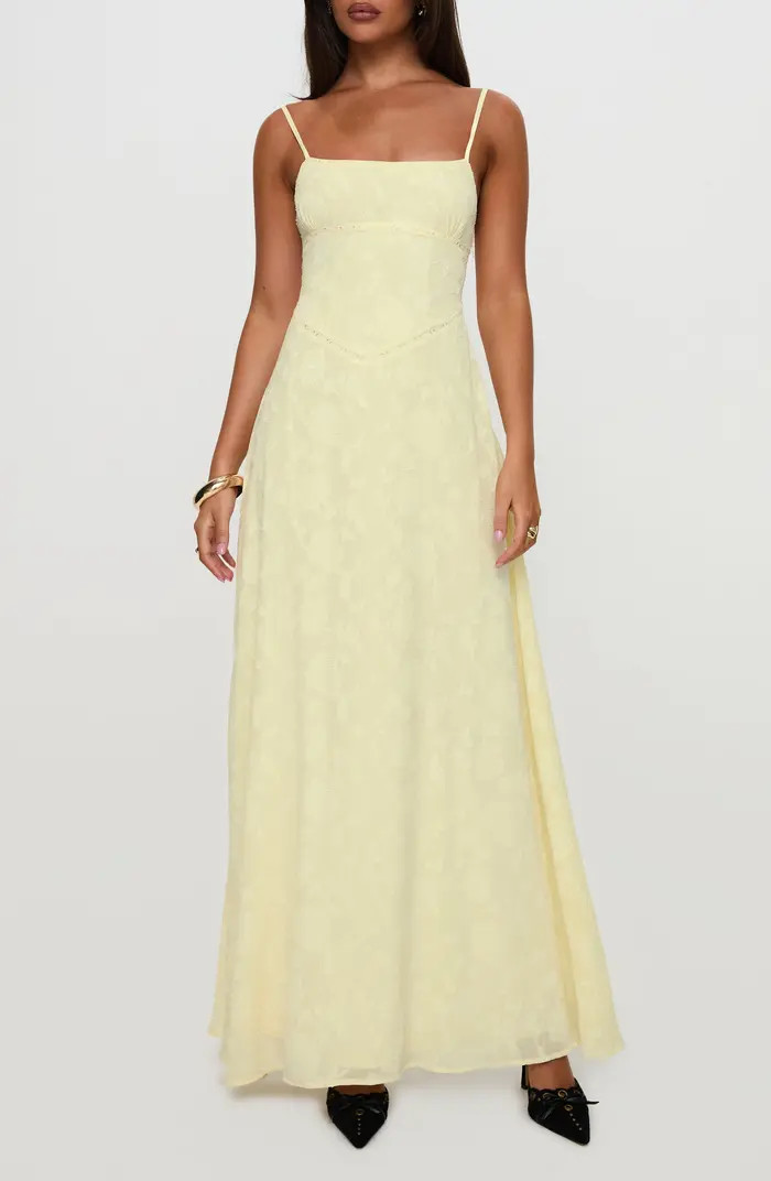 South of France Floral Embroidered Sleeveless Gown | Nordstrom