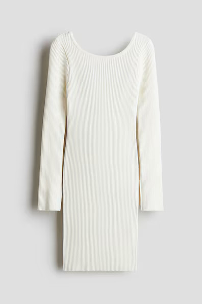 H & M - Rib-Knit Dress - White | H&M (US + CA)