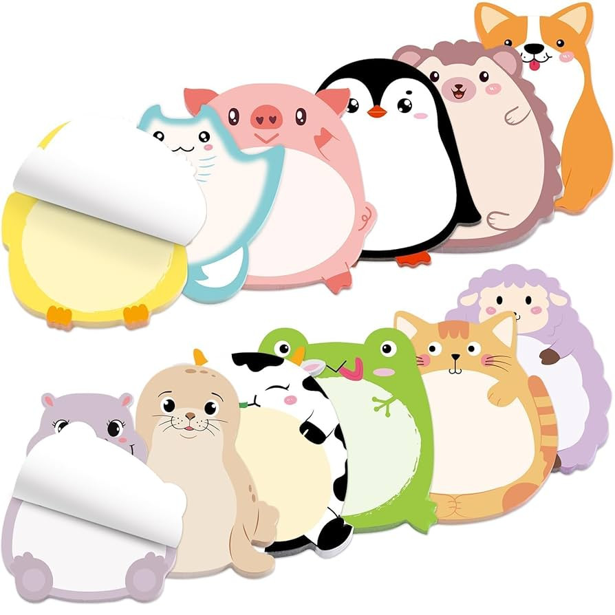 Fancy Land 24 Pads Cute Sticky Notes Cartoon Animal Pattern Sticky Notes for Teachers Classrooms ... | Amazon (US)