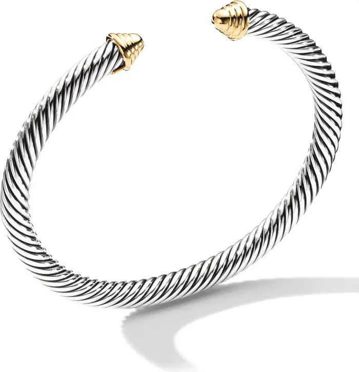 Classic Cable Bracelet in Sterling Silver with 14K Yellow Gold Domes, 5mm | Nordstrom