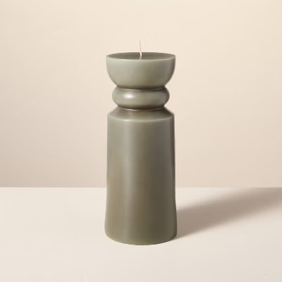 Spindle Figural Sculpted Pillar Candle Green - Hearth & Hand™ with Magnolia | Target