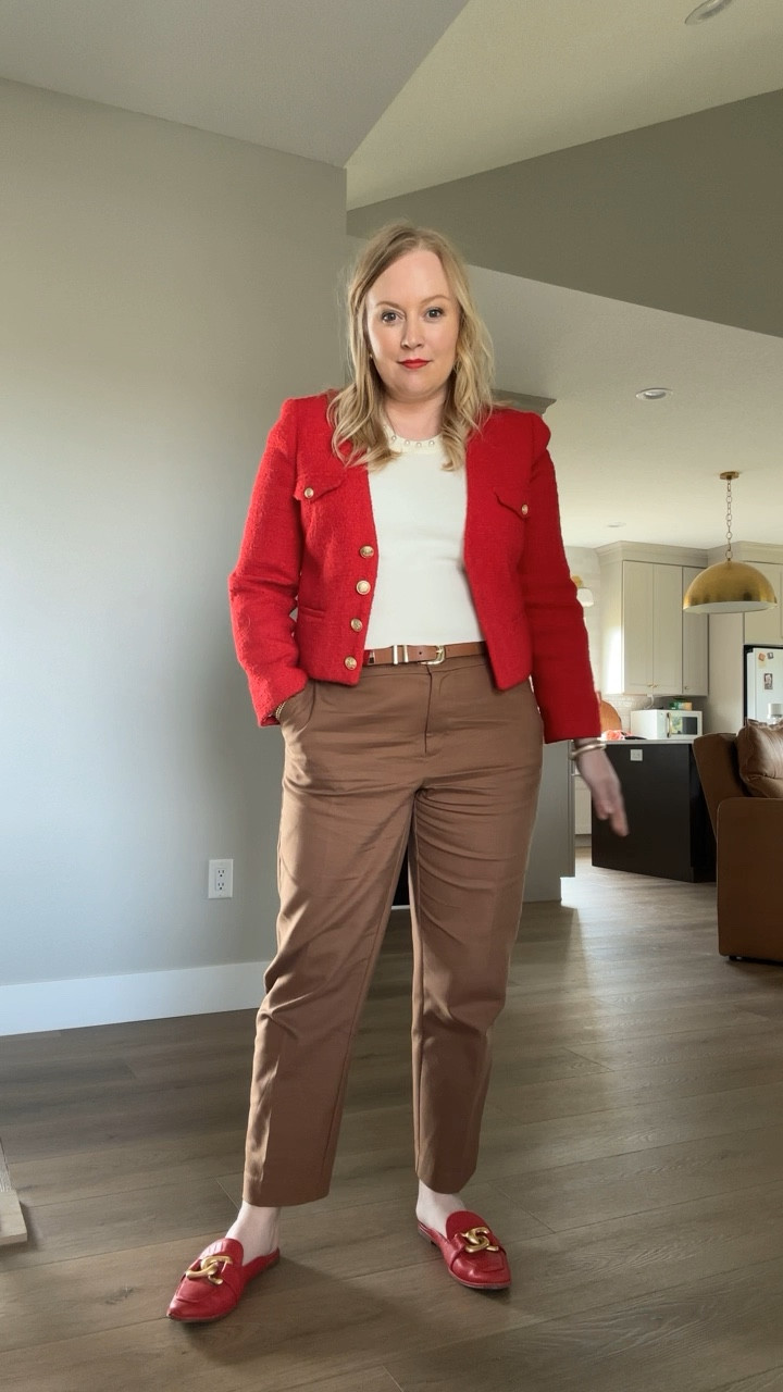 Loved my outfit today. Jacket is old J.Crew. Pants great for #hocautumn or #hocspring. Cami best for #hocspring  