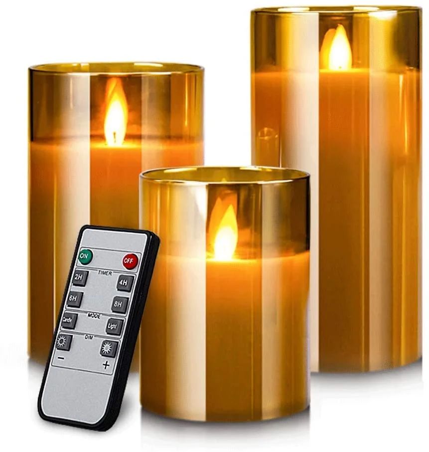 DecorX Mirror LED Flameless Candles, Battery Operated Flickering Candles Pillar Real Wax Moving F... | Walmart (US)