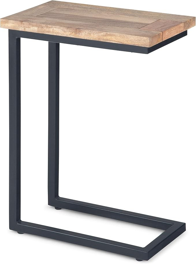 SIMPLIHOME Skyler 18" Wide Solid Wood Round C Side Table in Natural | Amazon (US)
