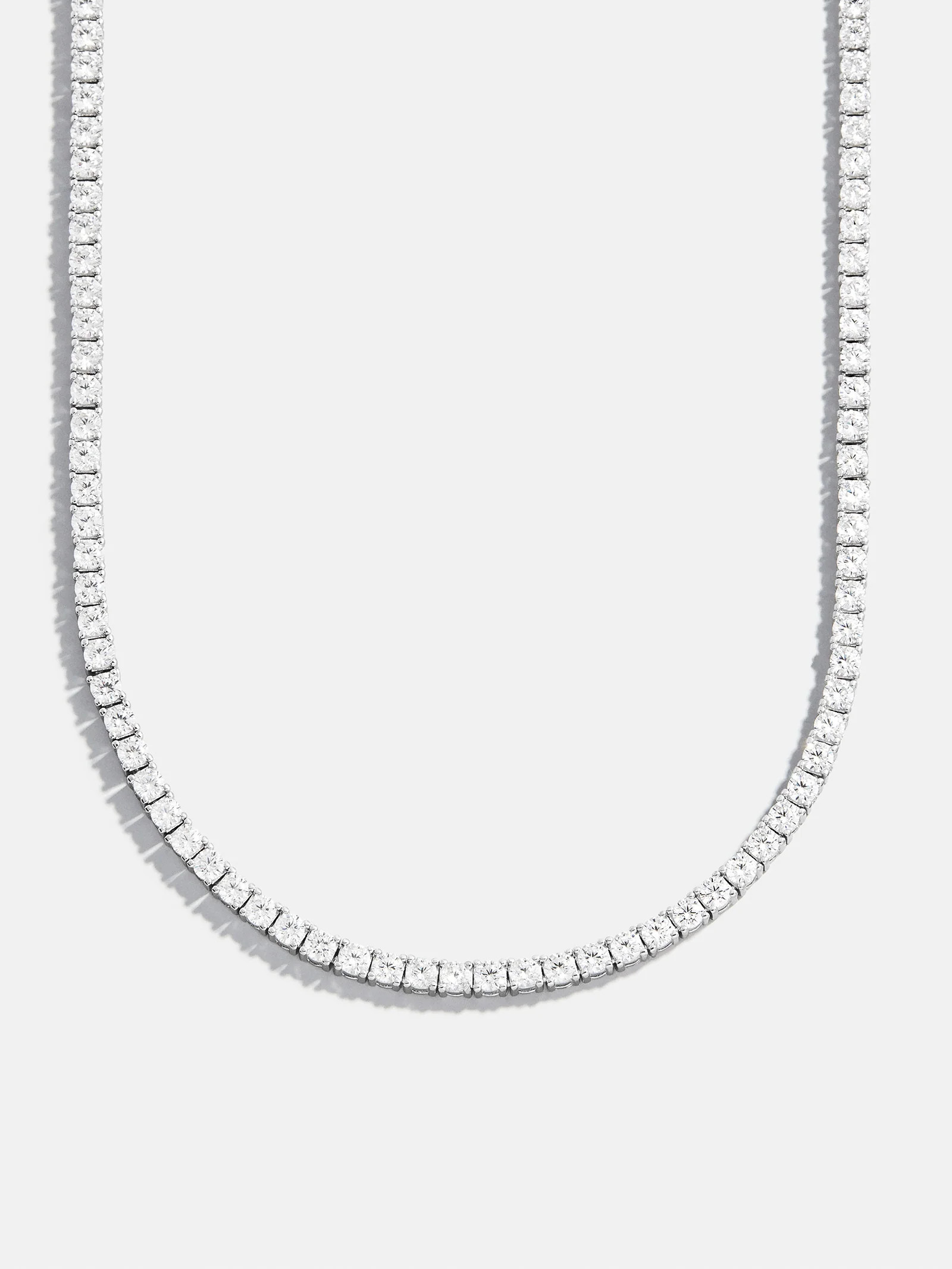 Billie Silver Tennis Necklace - Rhodium Plated Silver | BaubleBar