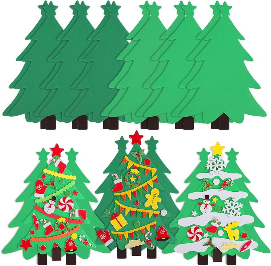 Elcoho 12 Kits DIY Foam Christmas Tree for Making Crafts Including Foam Christmas Tree Stickers A... | Amazon (US)
