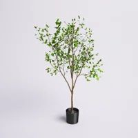Artificial Potted Milan Leaf Tree in Black Planters Pot. | Wayfair North America