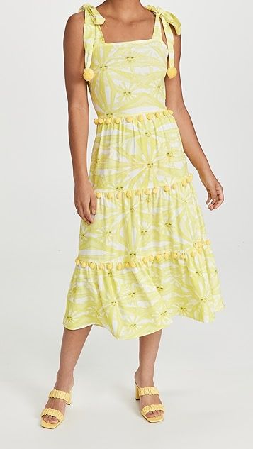 Yellow Sun Pom Pom Midi Dress | Shopbop
