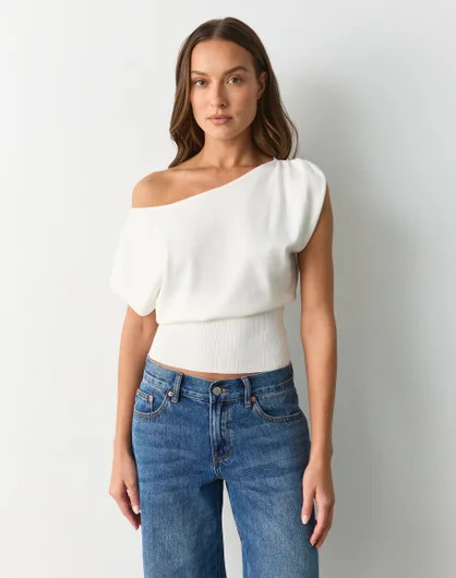 Off Shoulder Rib Waist Knit Top | Glassons (Australia)