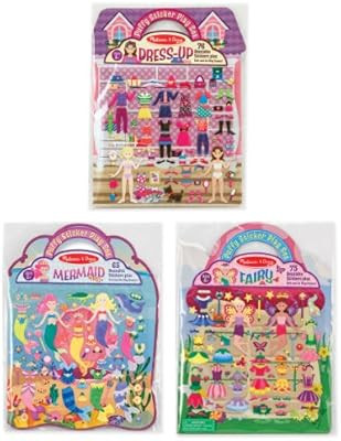 Melissa & Doug Puffy Sticker Set Bundle - Fairy, Dress-Up and Mermaid | Amazon (US)