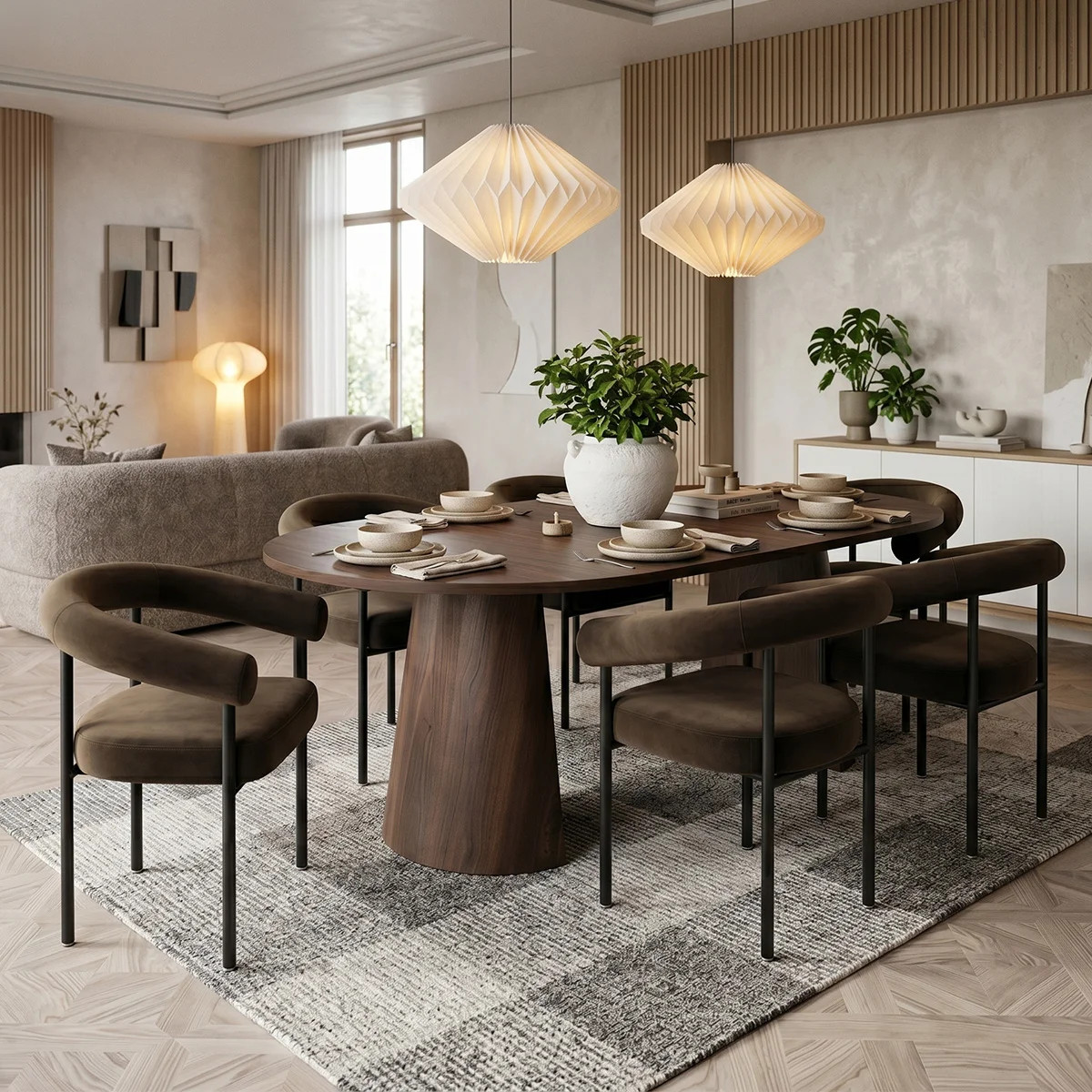 Modern 47"-83" Extendable Dining Set With 4 Or 6 Armchairs | Wayfair North America