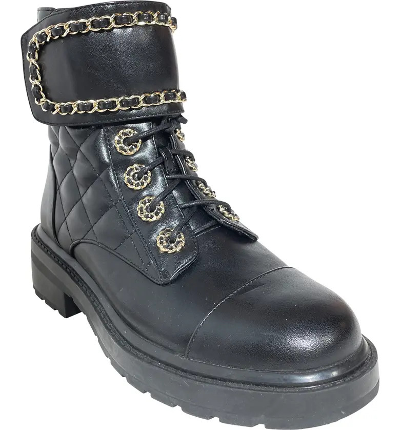 AZALEA WANG Fetty Faux Leather Combat Boot | Nordstrom | Nordstrom