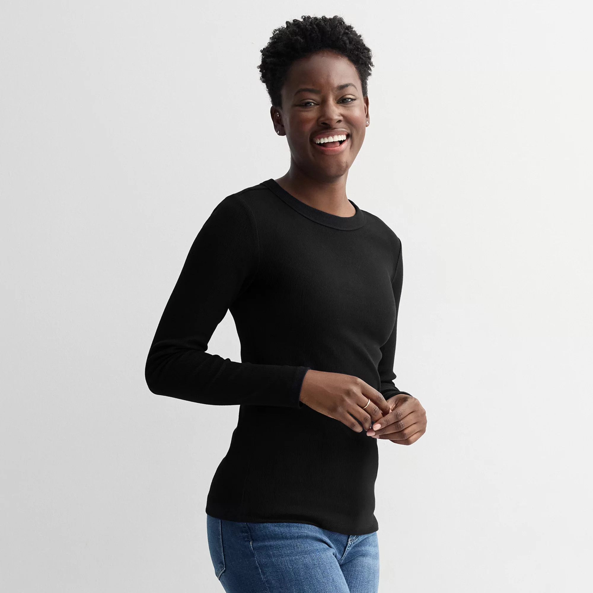 Women's Sonoma Goods For Life® Rib Long Sleeve Crew Tee | Kohl's