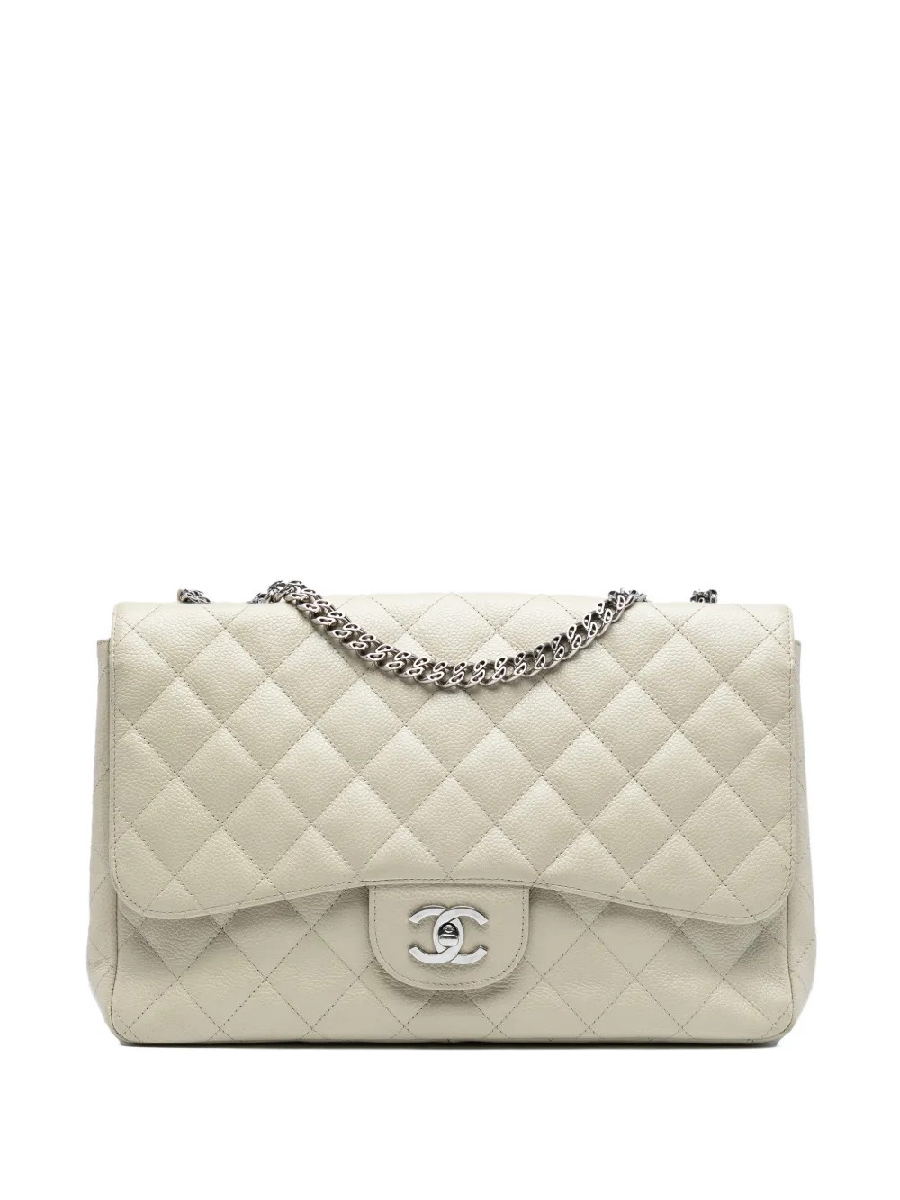 CHANEL Pre-Owned 2006-2008 Jumbo Classic Caviar Bijoux Chain Single Flap shoulder bag - White | Farfetch Global
