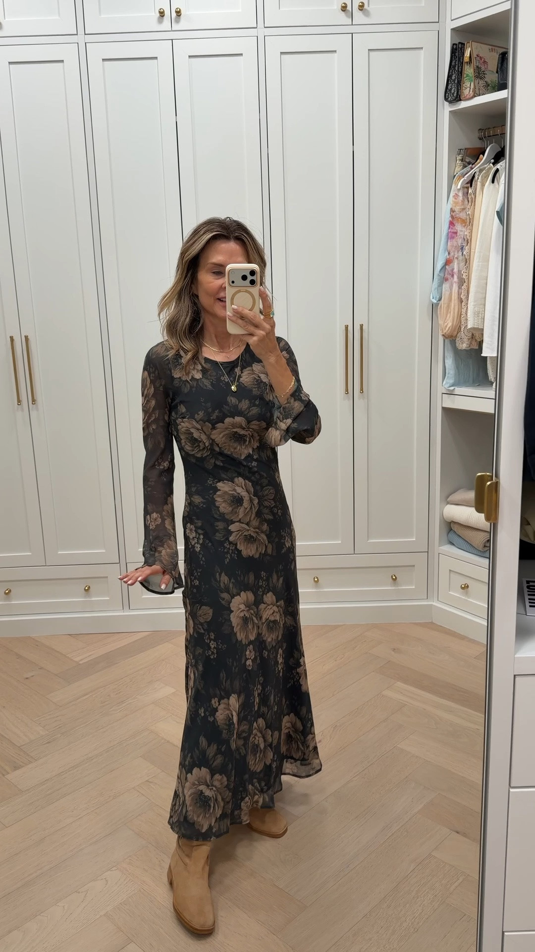 Love this fall dress! @12th Tribe wearing XS I’m 5’6”. 
Discount code for boots! Tammy10 TTS