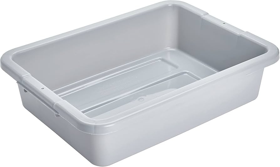 Rubbermaid Commercial Products Standard Bus/Utility Box, 4.6-Gallon, Gray, Plastic, Heavy Duty Re... | Amazon (US)