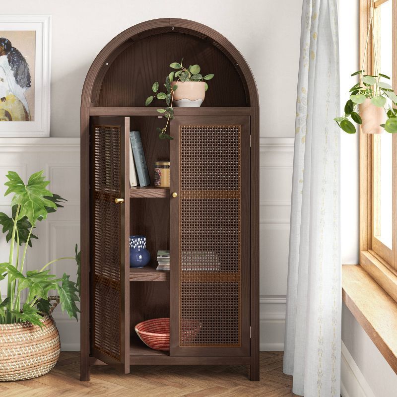 Woven Arched Wood Cabinet Brown - Opalhouse™ | Target